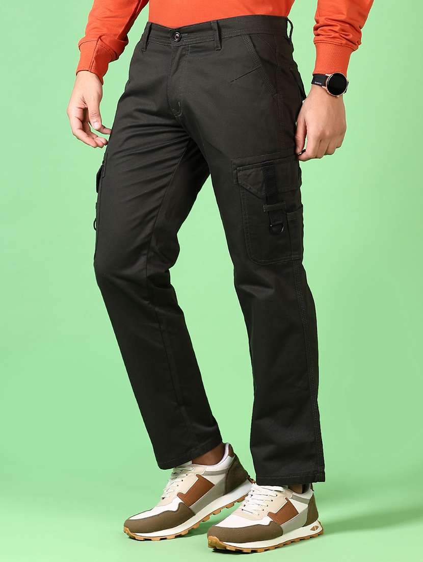men solid mid rise regular fit cargo - 21665399 -  Standard Image - 2