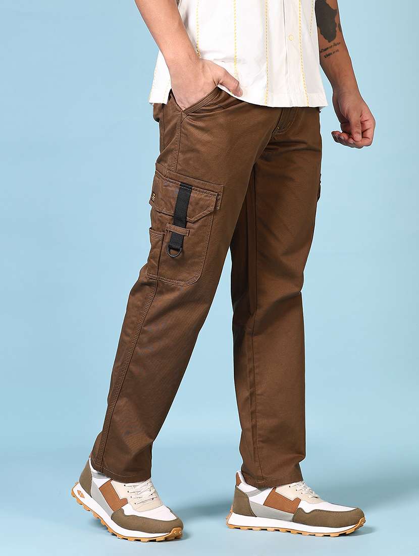 men solid mid rise regular fit cargo - 21665400 -  Standard Image - 2