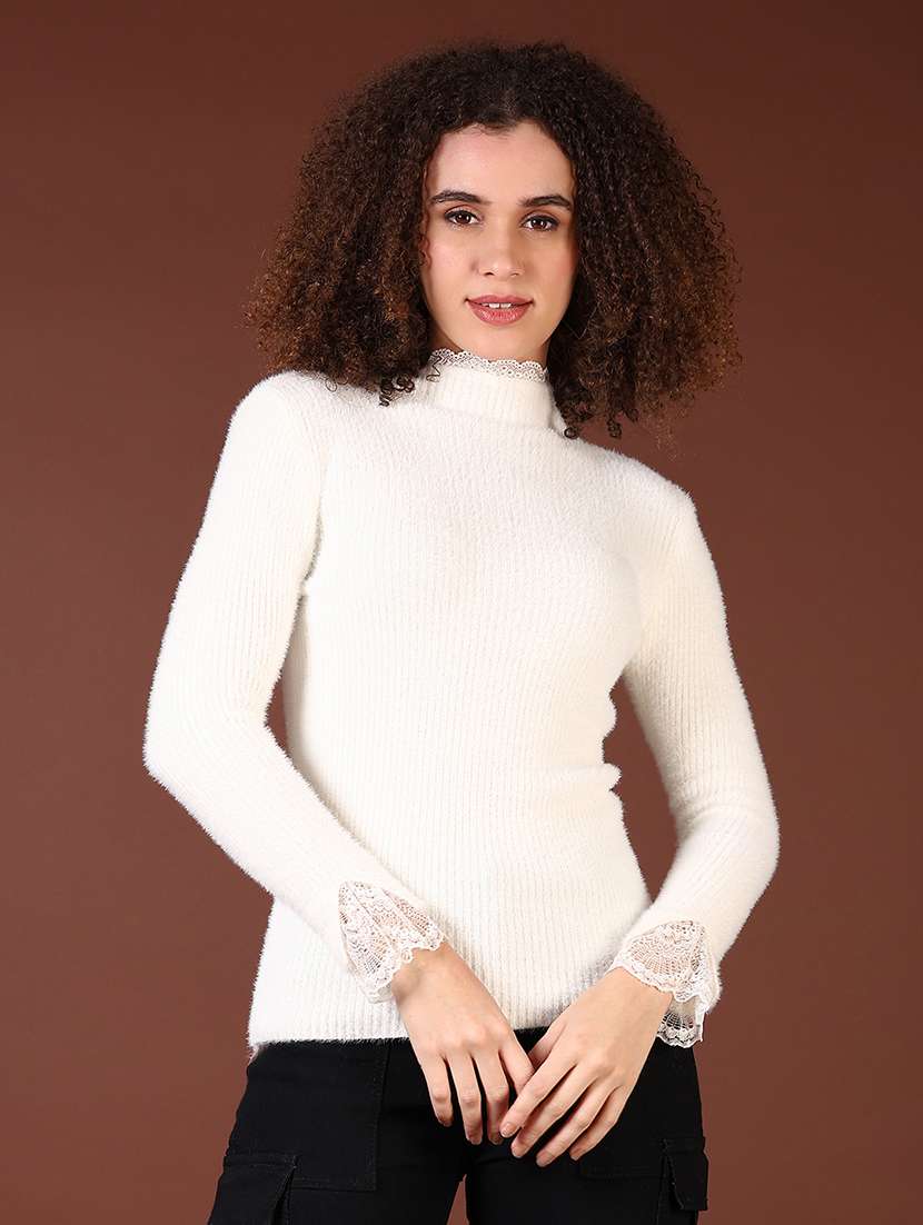 women solid long sleeve pullover
