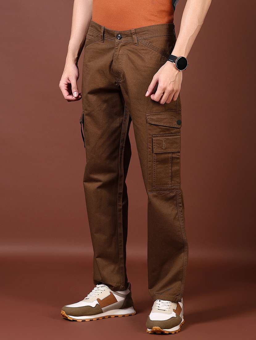 men solid mid rise regular fit cargo - 21665424 -  Standard Image - 2