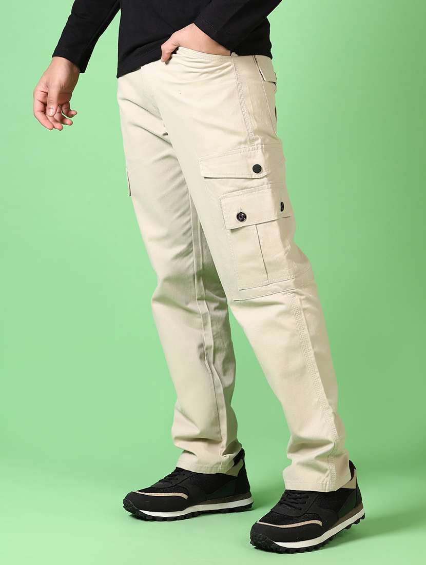 men solid mid rise regular fit cargo - 21665430 -  Standard Image - 2
