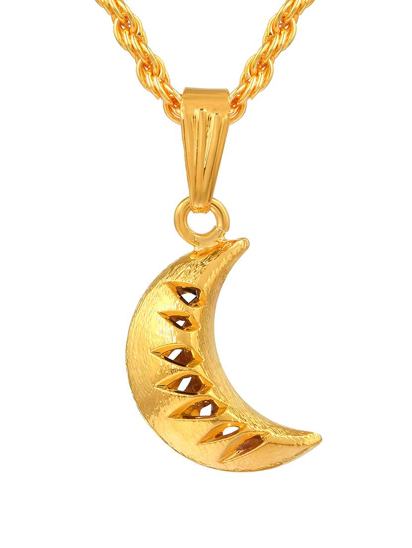 men gold plated half-moon pendant with chain - 21665490 -  Standard Image - 2