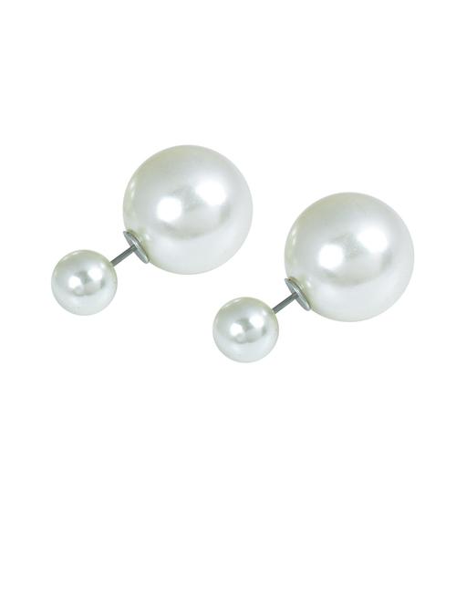 women silver brass studs earrings - 21665579 - Standard Image - 0