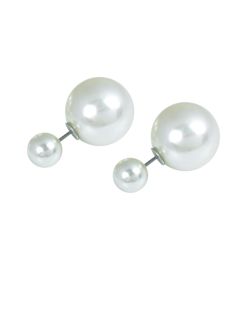women silver brass studs earrings - 21665579 - Zoom Image - 0