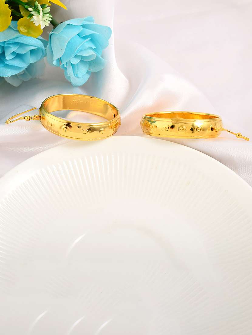 women gold brass hoop earrings
