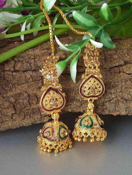 gold brass jhumka earrings - 21666157 -  Standard Image - 0