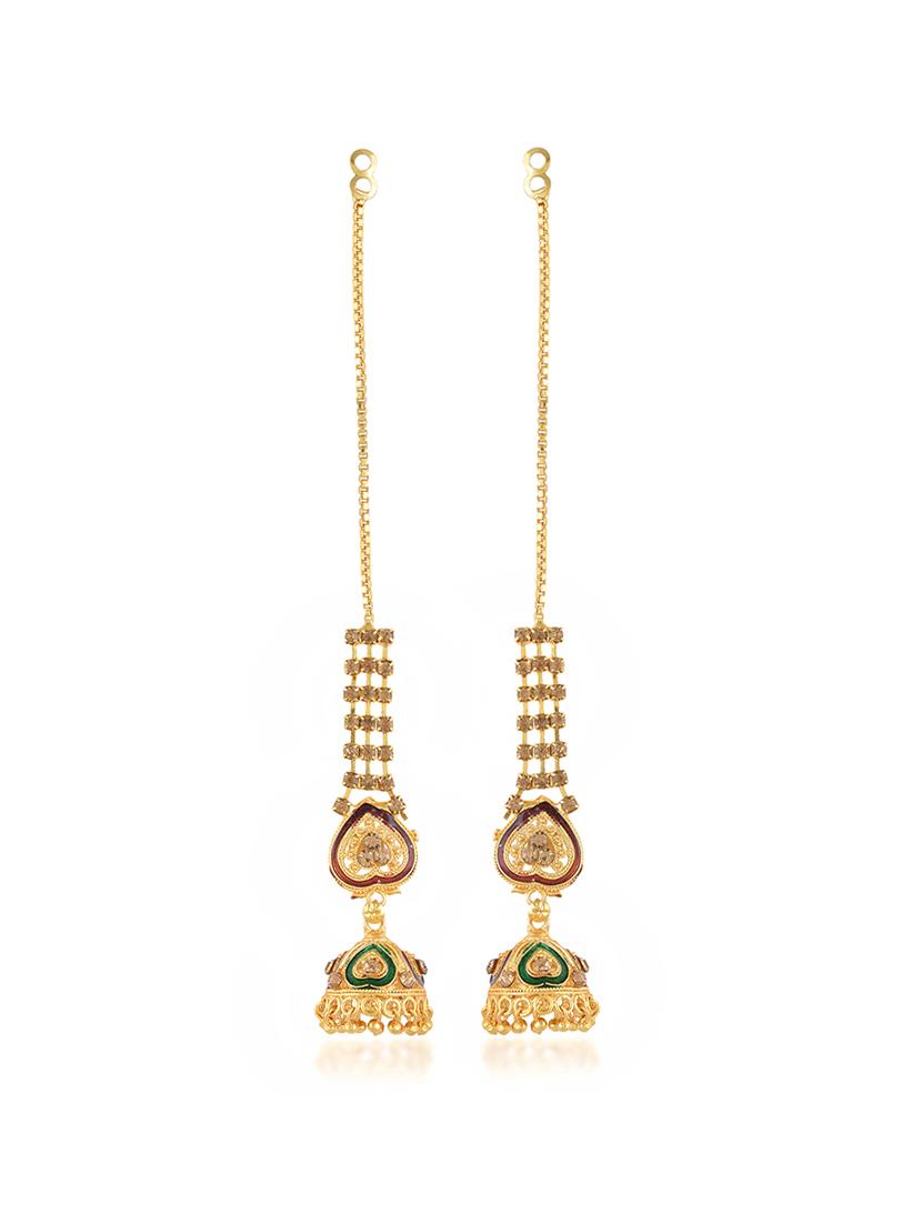 gold brass jhumka earrings - 21666157 - Standard Image - 2
