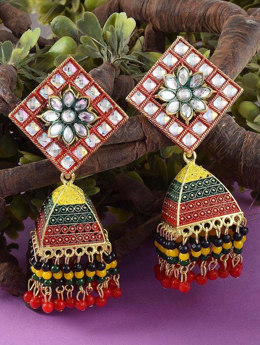 women gold pleated jhumka earring - 21666158 - Zoom Image - 0