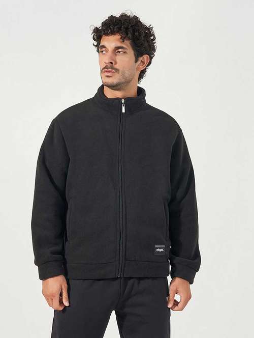 men black solid long sleeve casual jacket - 21666280 -  Standard Image - 0