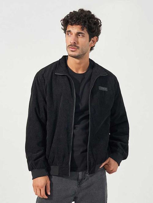 men black solid long sleeve casual jacket - 21666284 - Standard Image - 0