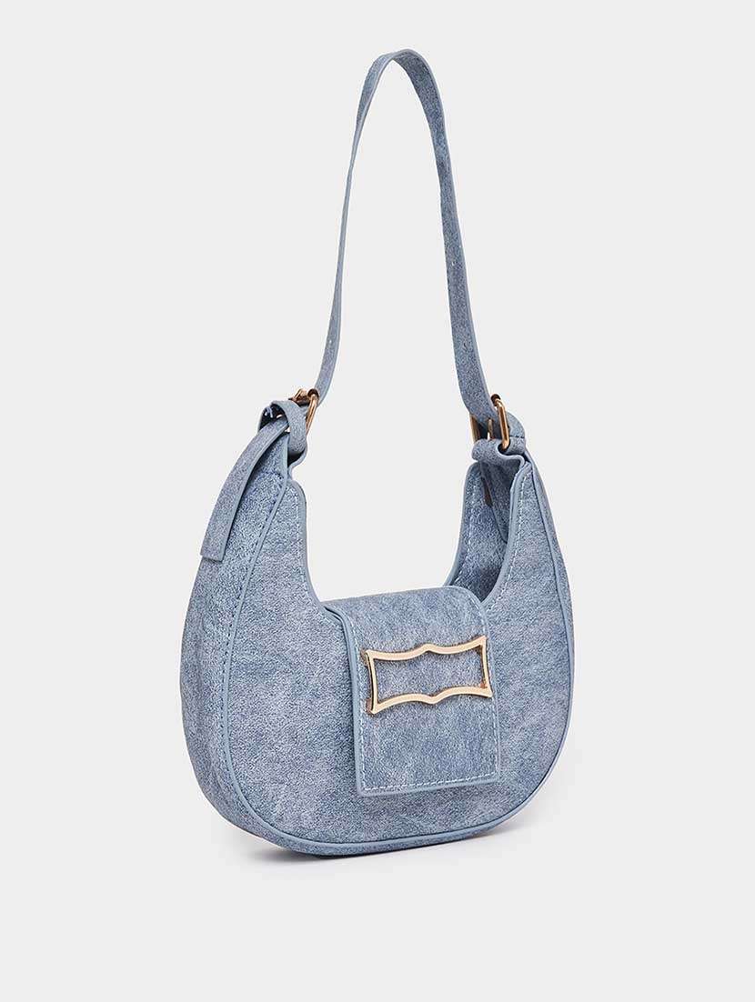 women light blue solid handbag