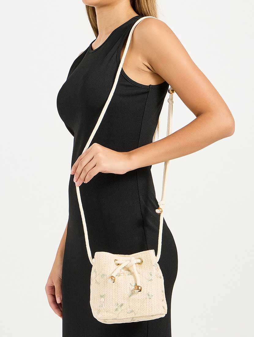 women off white embroidered sling bag - 21666312 -  Standard Image - 2