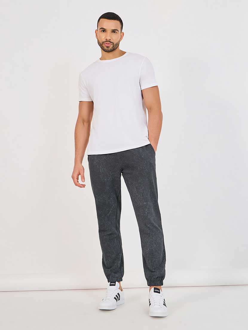 men grey solid joggers - 21666318 -  Standard Image - 2