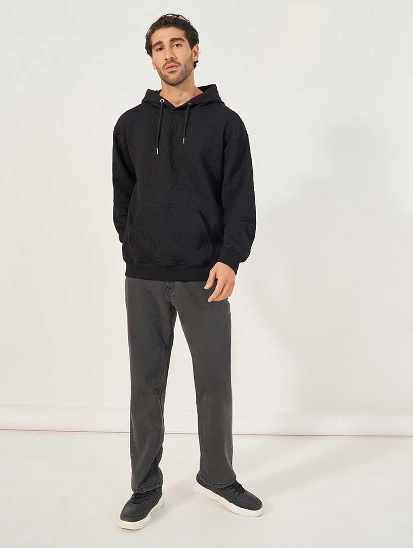 men black solid long sleeve sweatshirt - 21666328 - Standard Image - 2
