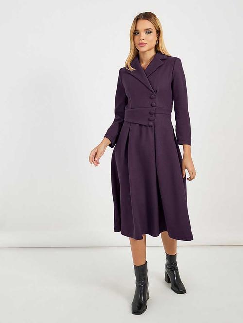 women soldi lapel neck coat dress - 21666331 -  Standard Image - 0