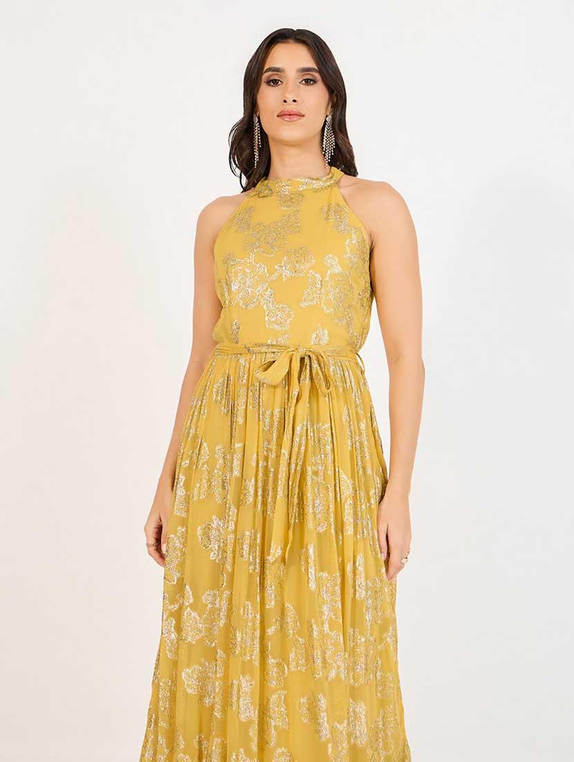 women self designed halter neck flare dress - 21666337 - Standard Image - 2
