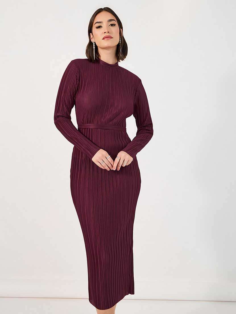 Women Solid Long Sleeves Bodycon Dress - 21666360 -  Standard Image - 2