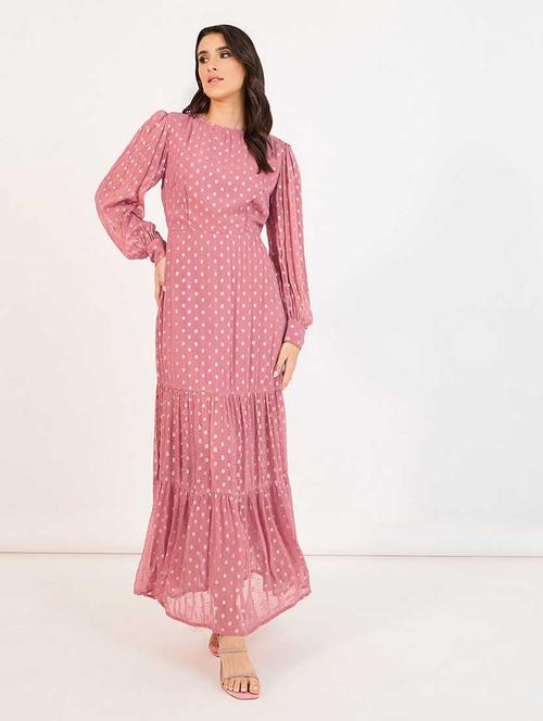 women self designed puff sleeves tiered dress - 21666373 -  Standard Image - 0