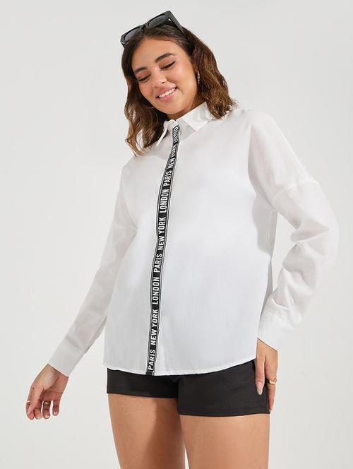 women solid collared long sleeves shirt - 21666377 -  Standard Image - 0