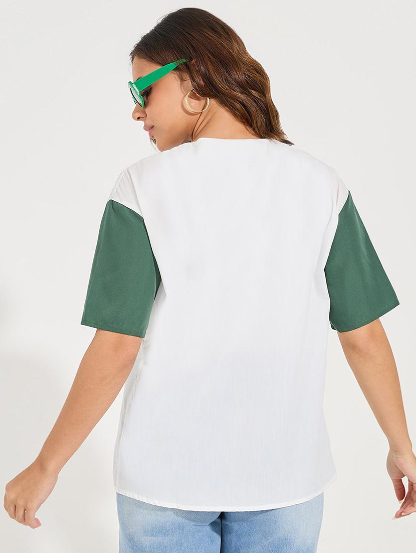 women printed short sleeves oversized shirt - 21666378 - Standard Image - 2