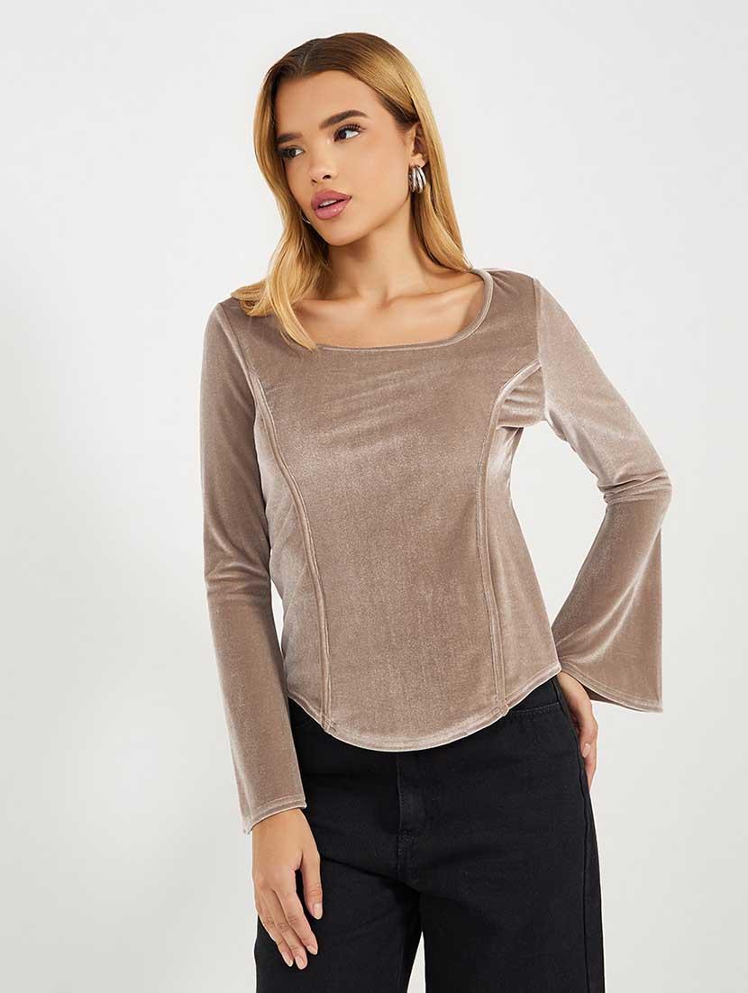women solid bell sleeves regular top - 21666381 -  Zoom Image - 0
