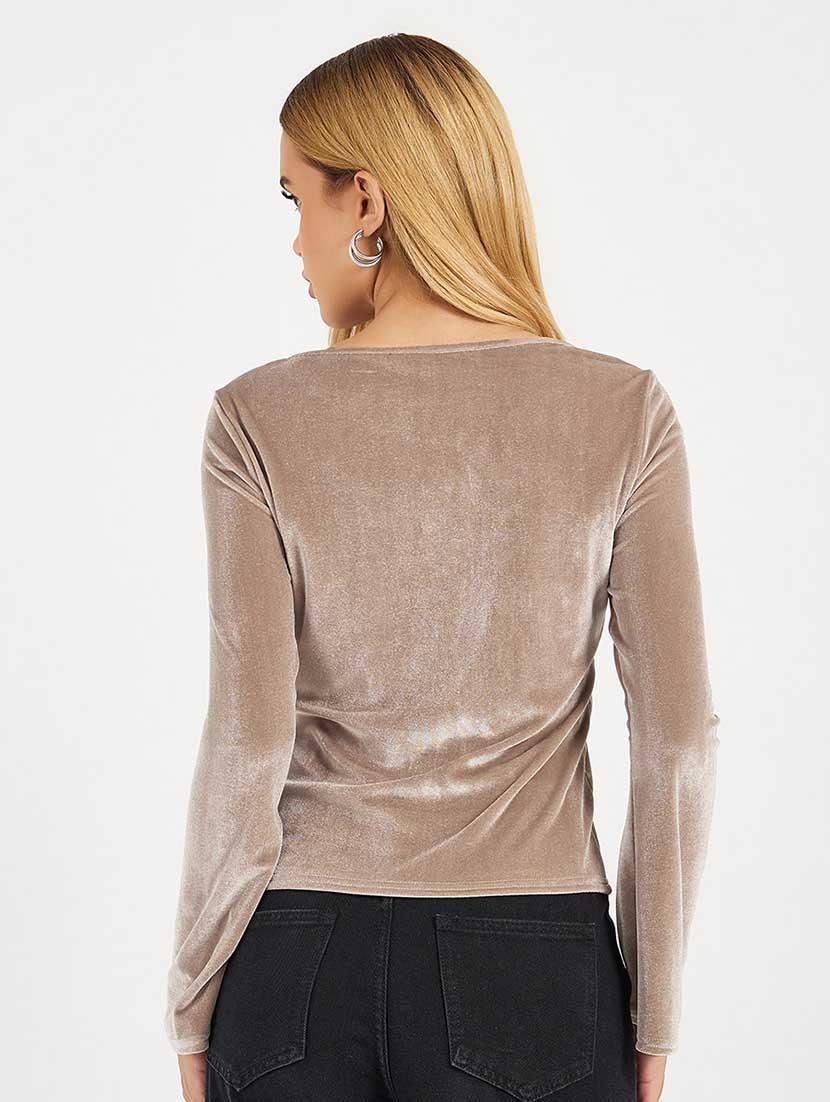 women solid bell sleeves regular top - 21666381 - Standard Image - 2