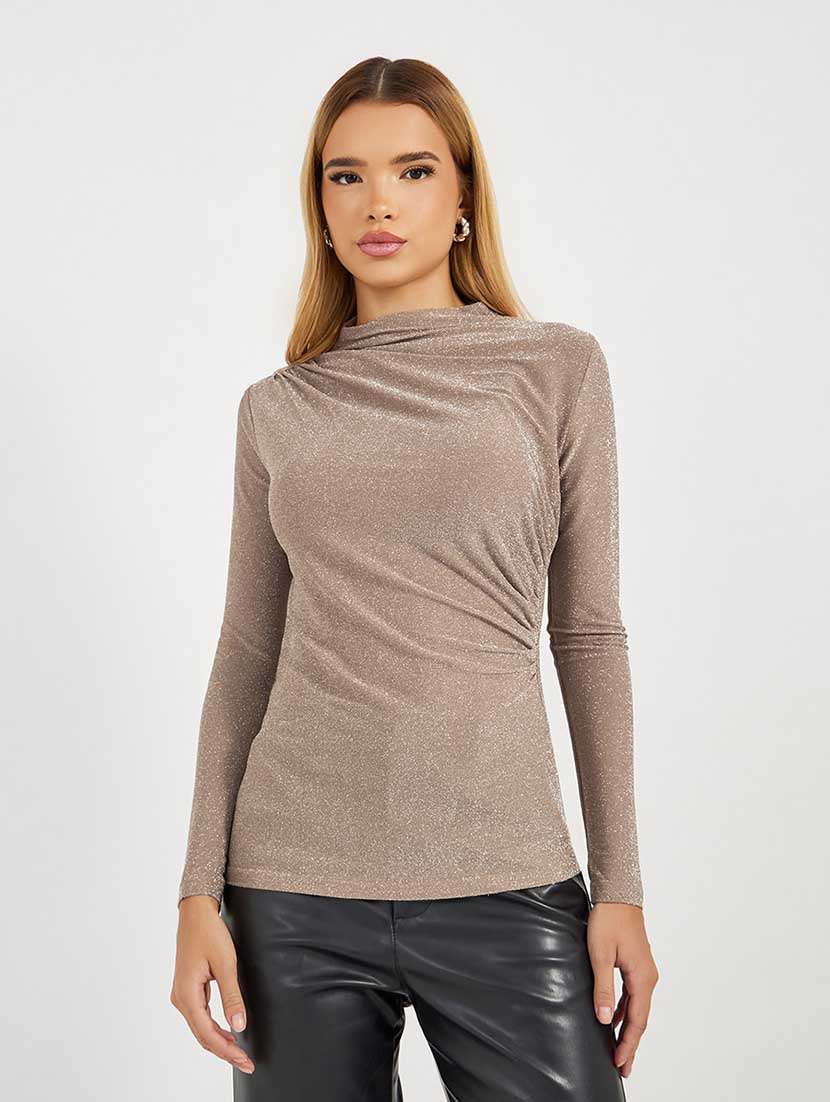 women solid long sleeves straight top