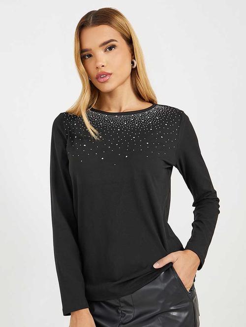 women embellished long sleeves regular top - 21666384 - Standard Image - 0