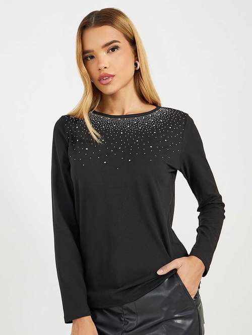 women embellished long sleeves regular top