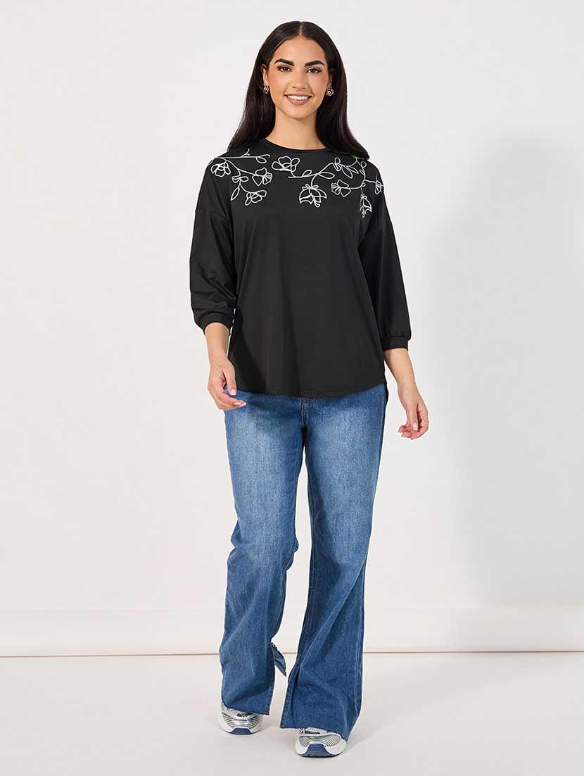 women printed round neck a-line top - 21666386 - Standard Image - 2