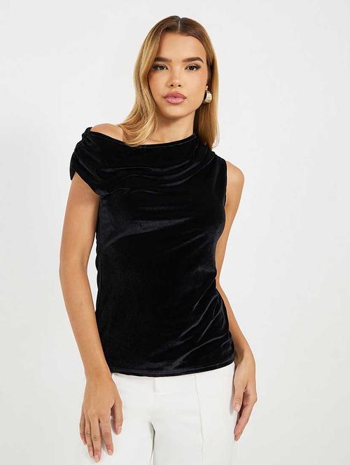women solid cowl neck sleeveless regular top - 21666389 - Standard Image - 0