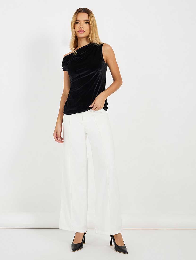 women solid cowl neck sleeveless regular top - 21666389 - Standard Image - 2