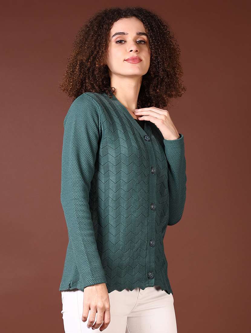 women self design long sleeve cardigan - 21666690 -  Standard Image - 2