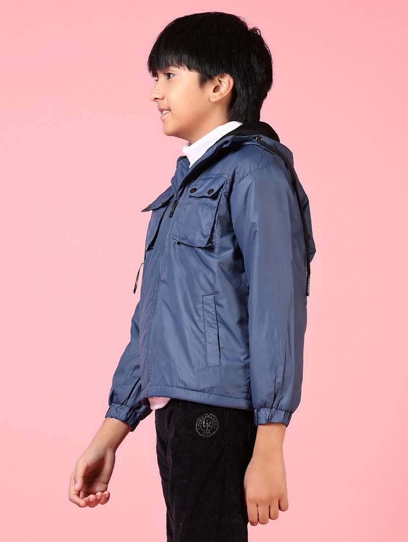 boy solid hooded long sleeves regular jacket - 21666704 -  Standard Image - 2