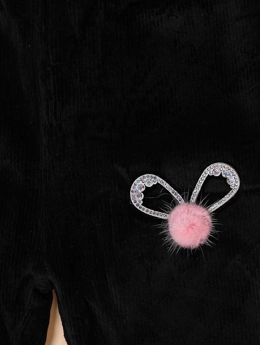 girls black solid mid rise slim fit legging - 21666775 -  Standard Image - 2