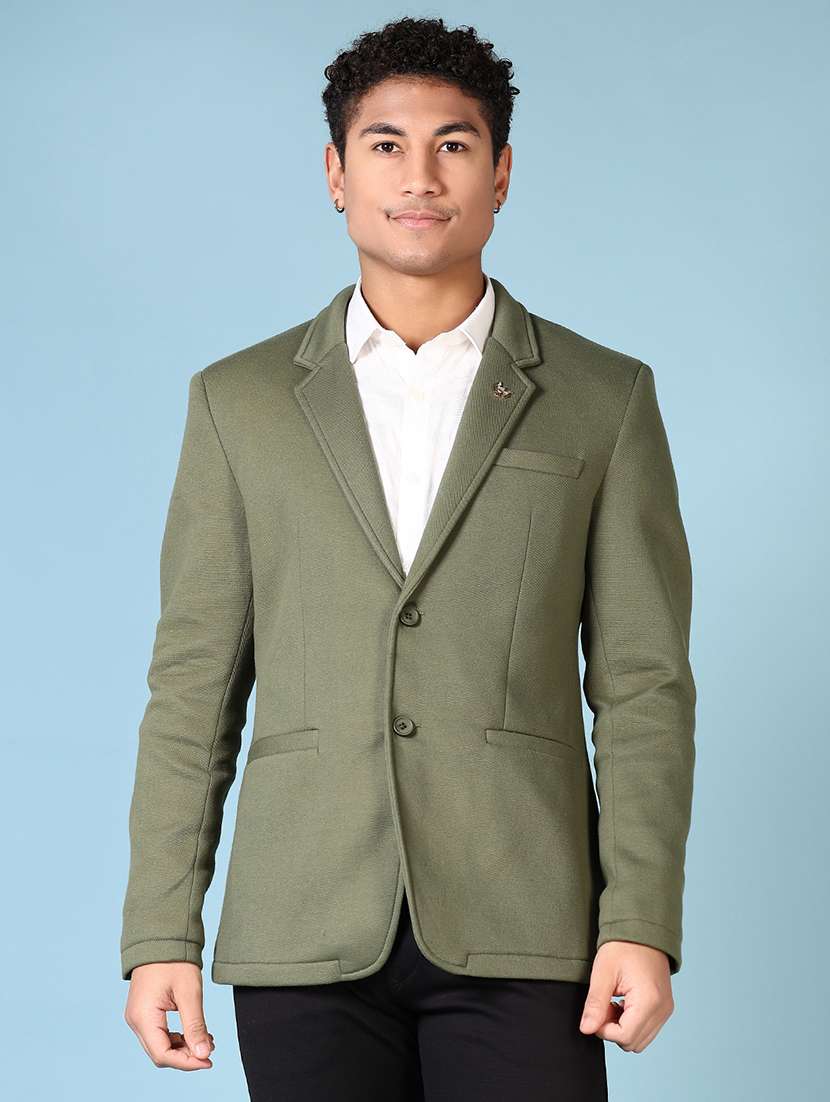 men solid long sleeve single breasted blazer