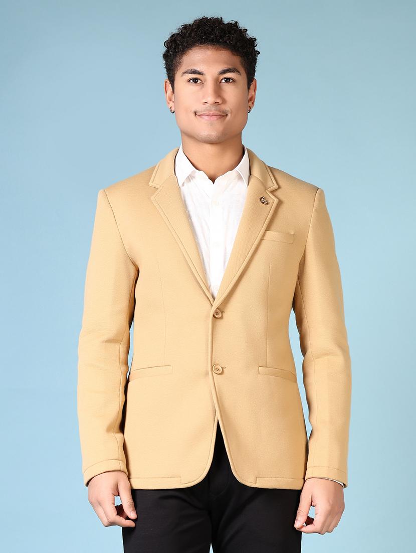 men solid long sleeve single breasted blazer
