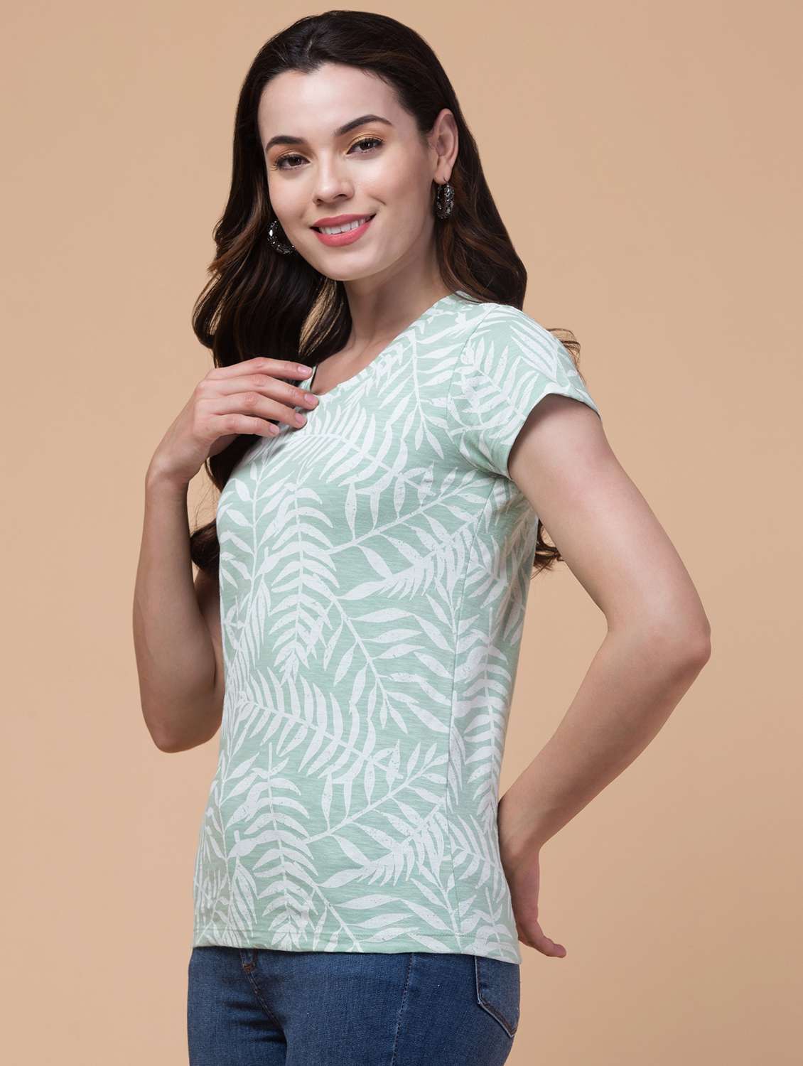 women tropical printed short sleeve t-shirt - 21666934 -  Standard Image - 2