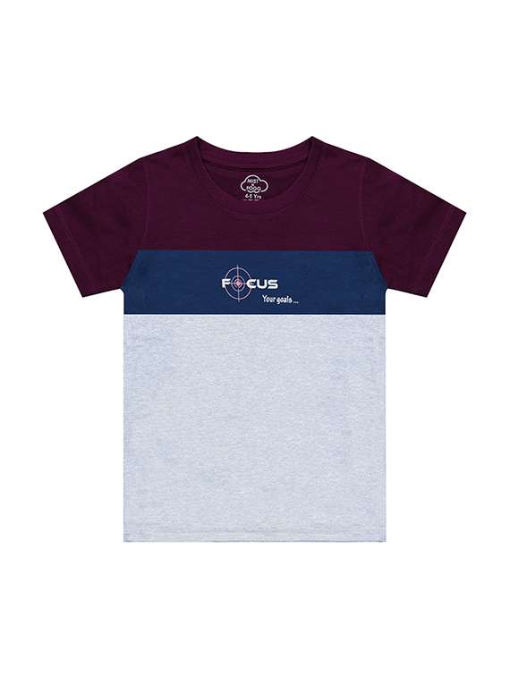 kids round neck short sleeve color block t-shirts combo - 21666981 - Standard Image - 2