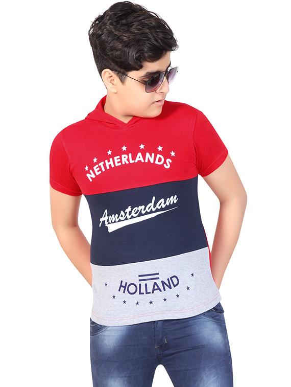 kids hooded short sleeve printed t-shirts combo - 21667000 - Standard Image - 2