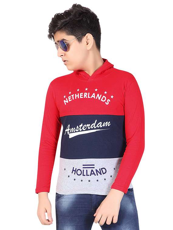 boys long sleeves color block t-shirt