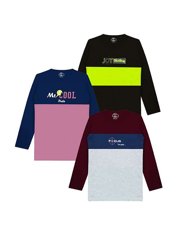 kids round neck printed t-shirts combo