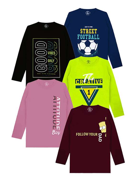 kids round neck printed t-shirts combo