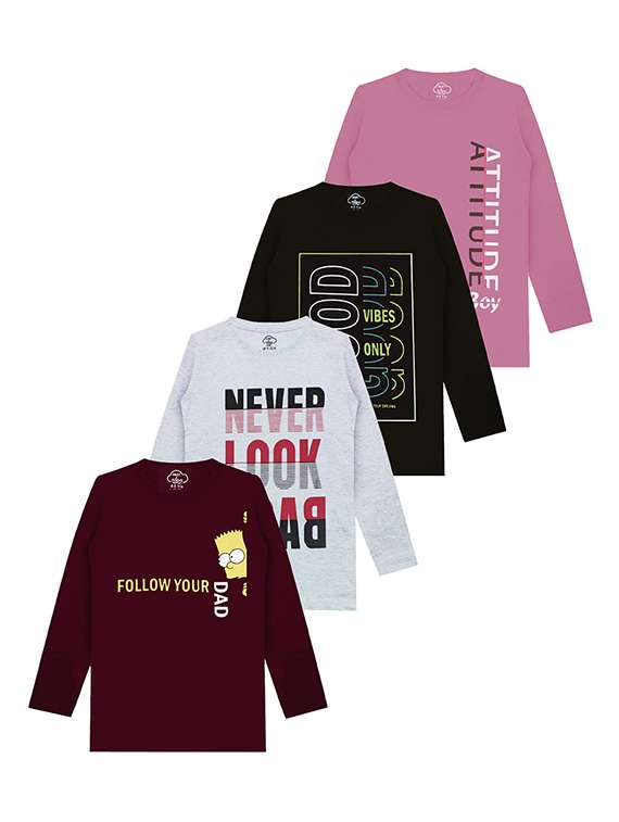 kids round neck printed t-shirts combo