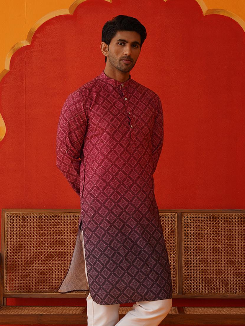 men printed sequin work long sleeves kurta - 21667124 - Standard Image - 2