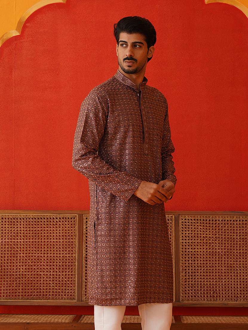 men embroidered long sleeves kurta - 21667133 - Standard Image - 2