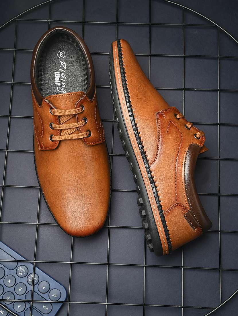 men solid lace-up casual shoes