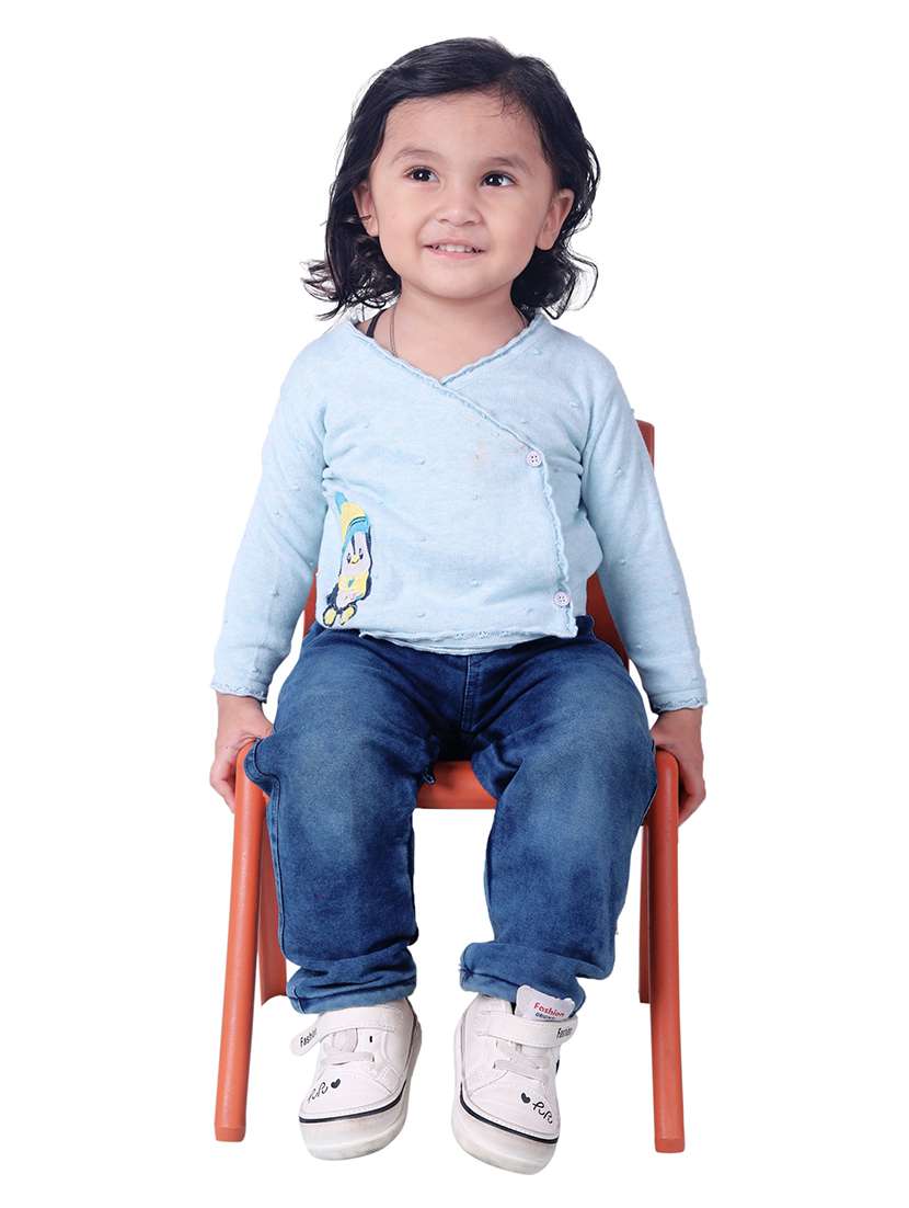girls light blue self design long sleeve sweatshirt - 21667250 - Standard Image - 2