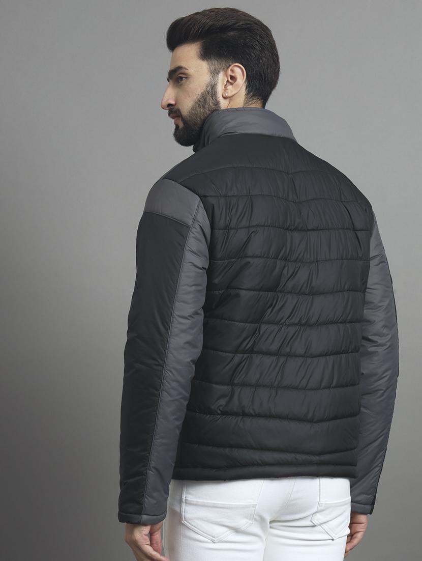 men long sleeves color block quilted jacket - 21667323 - Standard Image - 2