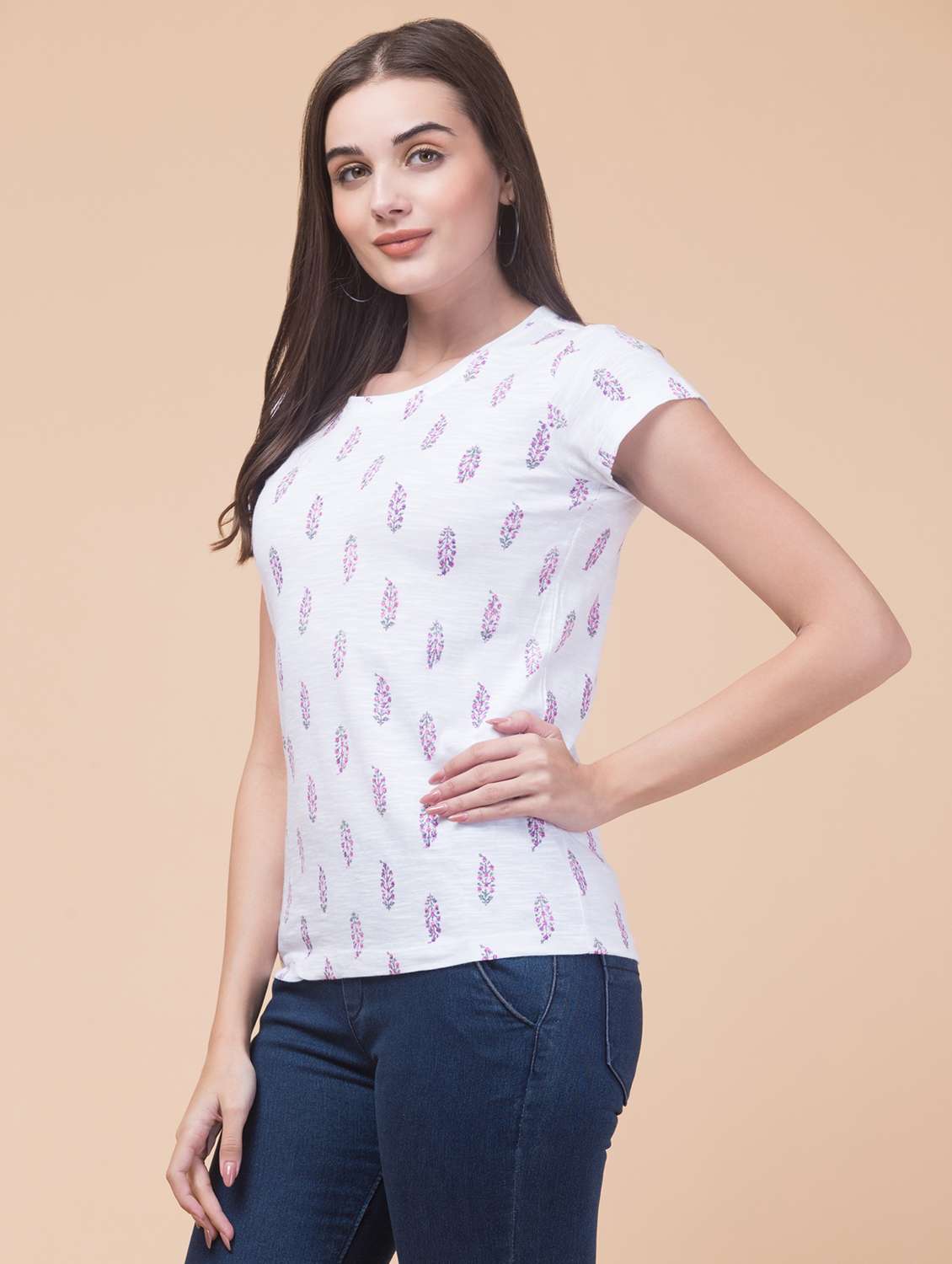 women florals printed short sleeve t-shirt - 21667401 - Standard Image - 2